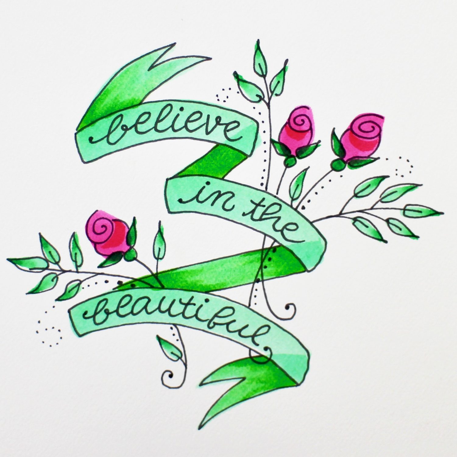 @mariebcreates believe banner and roses