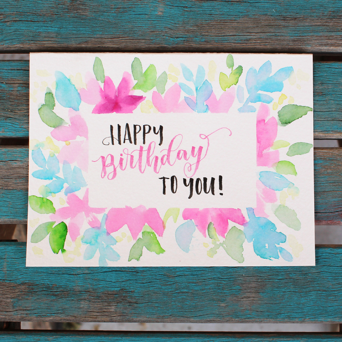 watercolor flower birthday card made in 2018