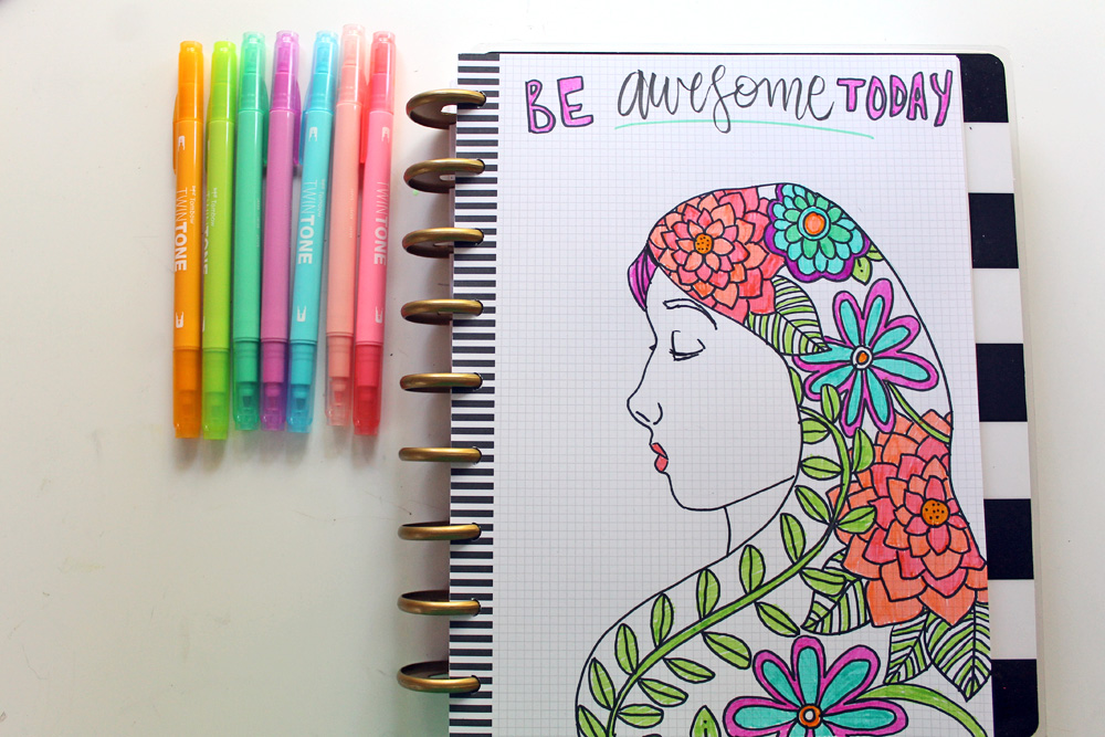 Create Your Own Coloring Page Back To School Supplies using this tutorial by @punkprojects and @tombowusa