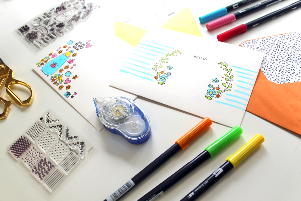 Learn how to make stamped stationary using @tombowusa products and @waffleflower stamps using this DIY by @punkprojects 