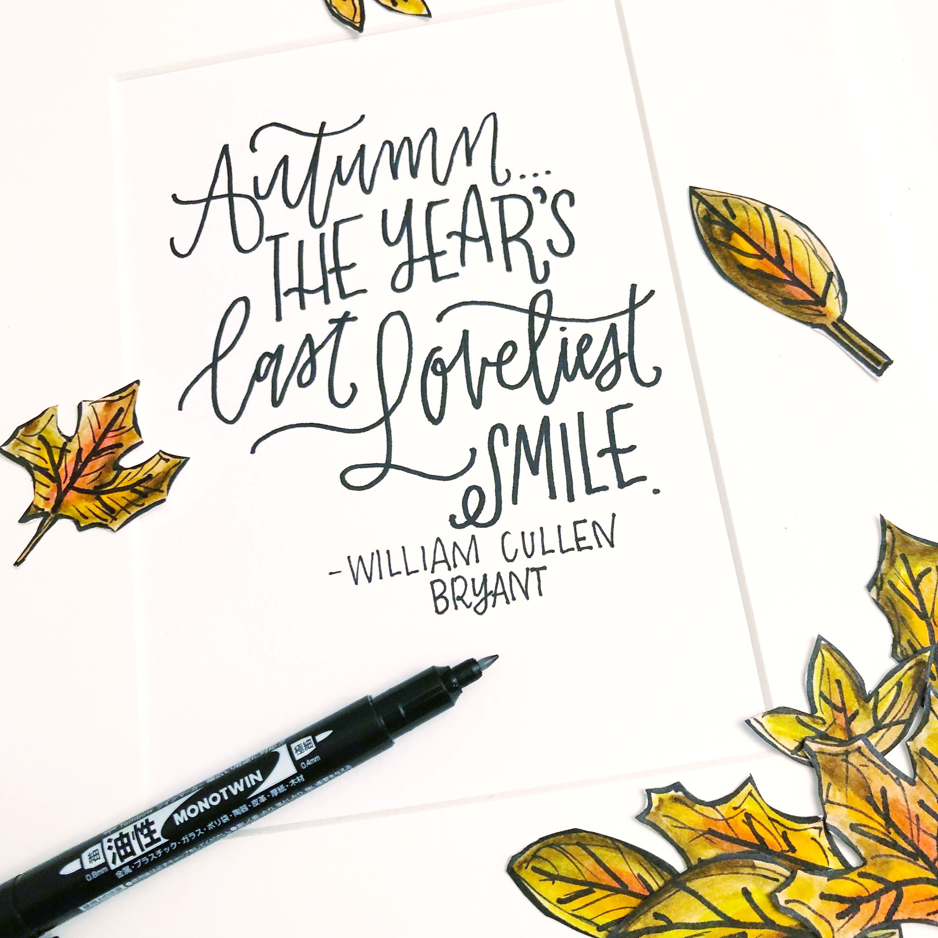 Lauren Fitzmaurice of @renmadecalligraphy takes you step by step through how to create a DIY Fall Leaves Doodle Mat using supplies from TombowUSA.com.