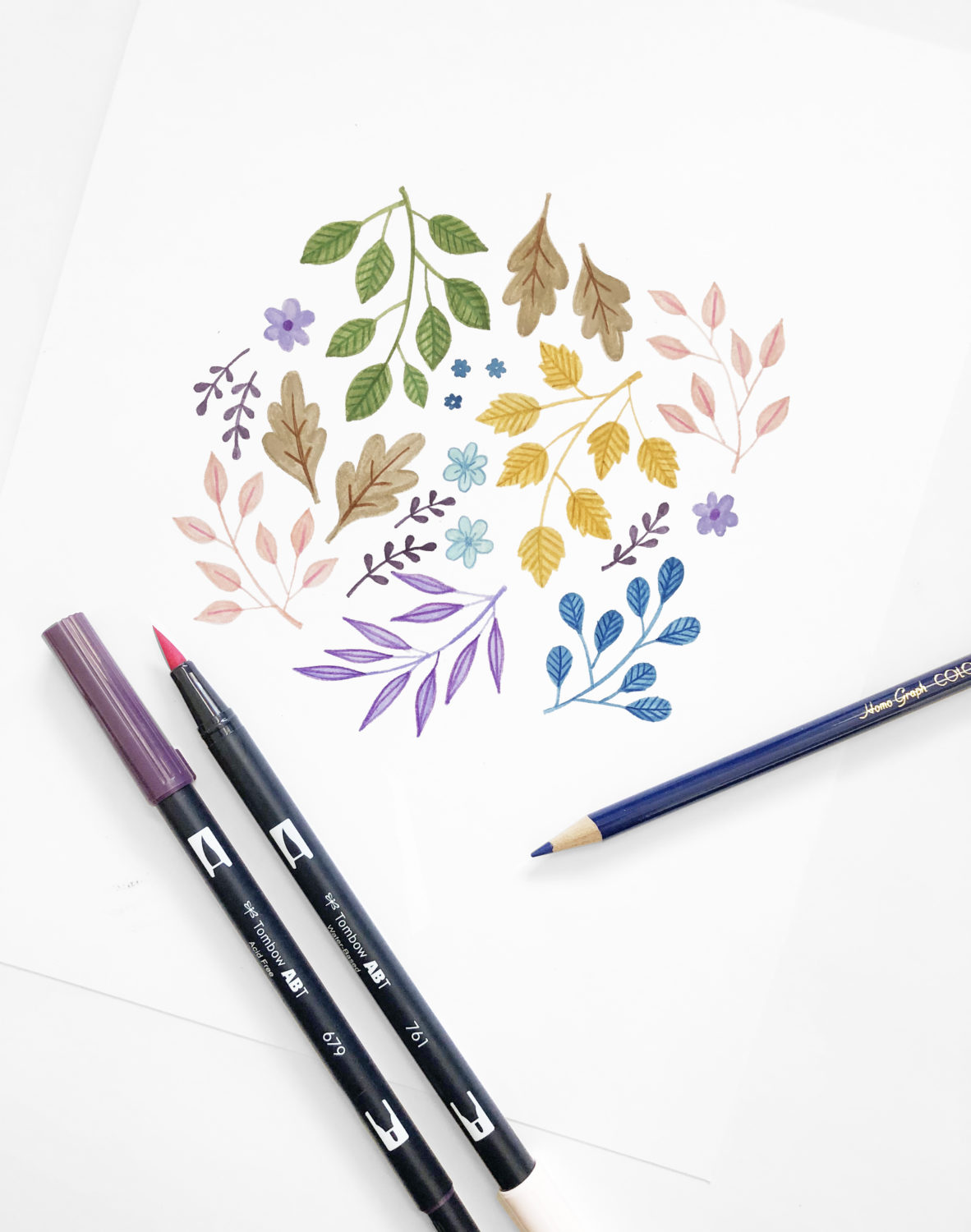 Easy Watercolor Trees with Tombow Dual Brush Pens ⋆ The Petite Planner