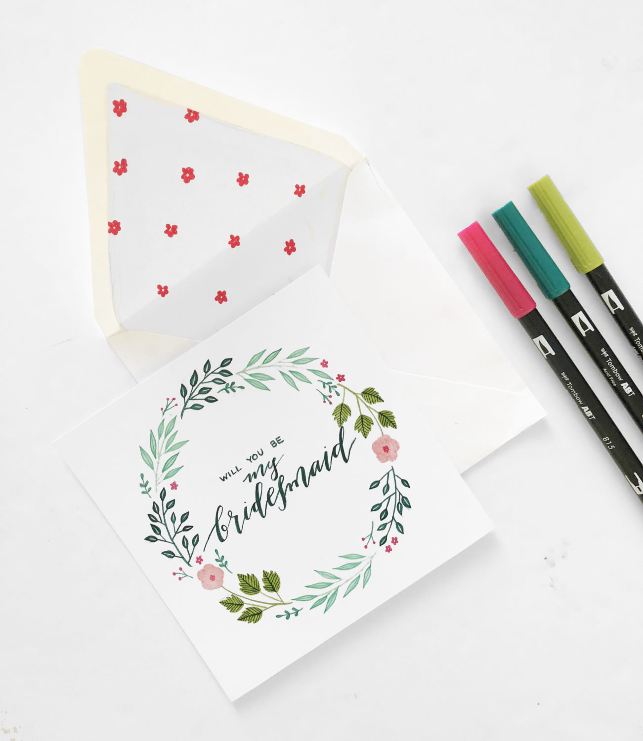 Create this bridesmaid card with Tombow Supplies