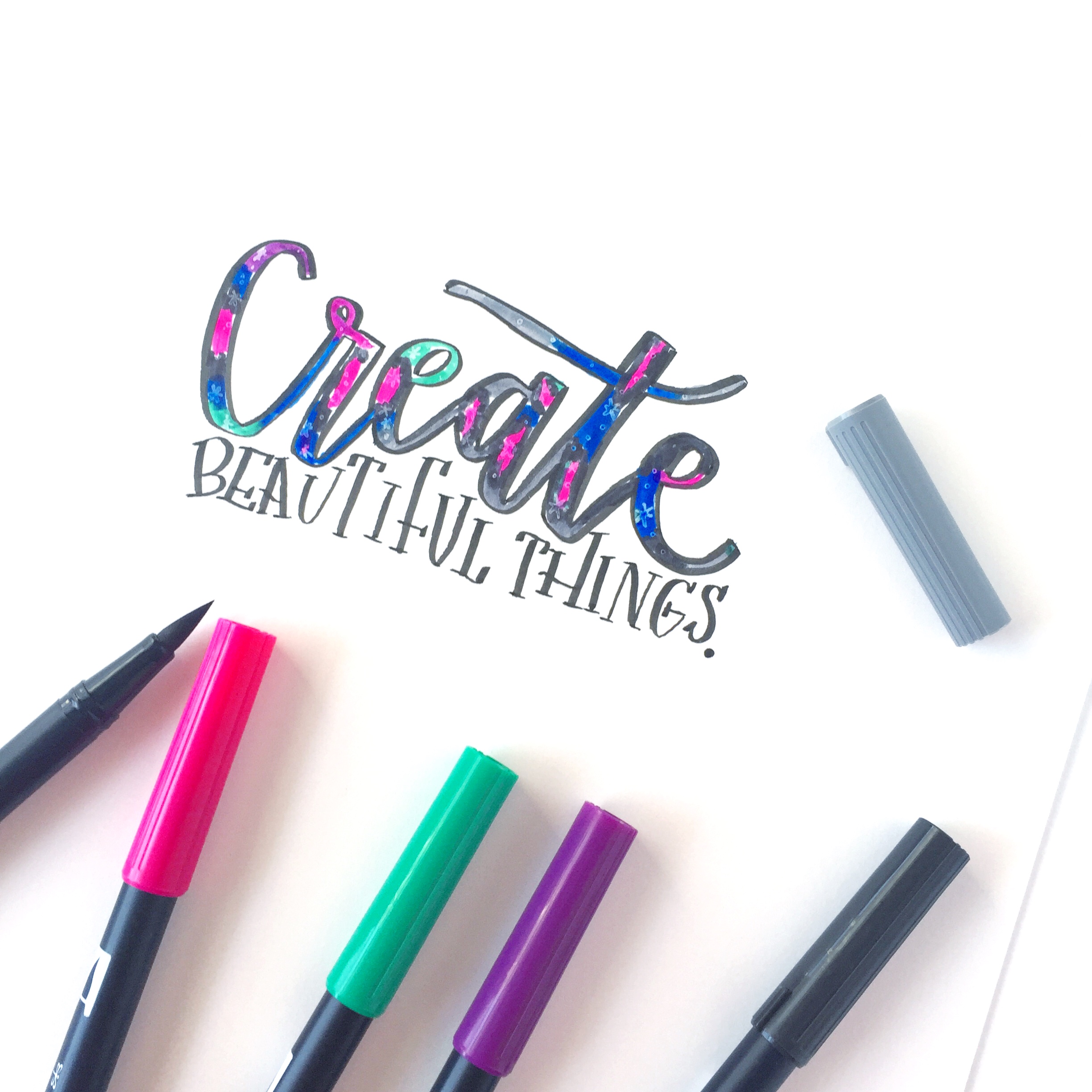 Lauren Fitzmaurice of @renmadcalligraphy gives you tips and tricks on how to create fun patterned lettering using the new Tombow Dual Brush Pen Galaxy and Pastel Palettes. For more tips and tricks, check out renmadecalligraphy.com.