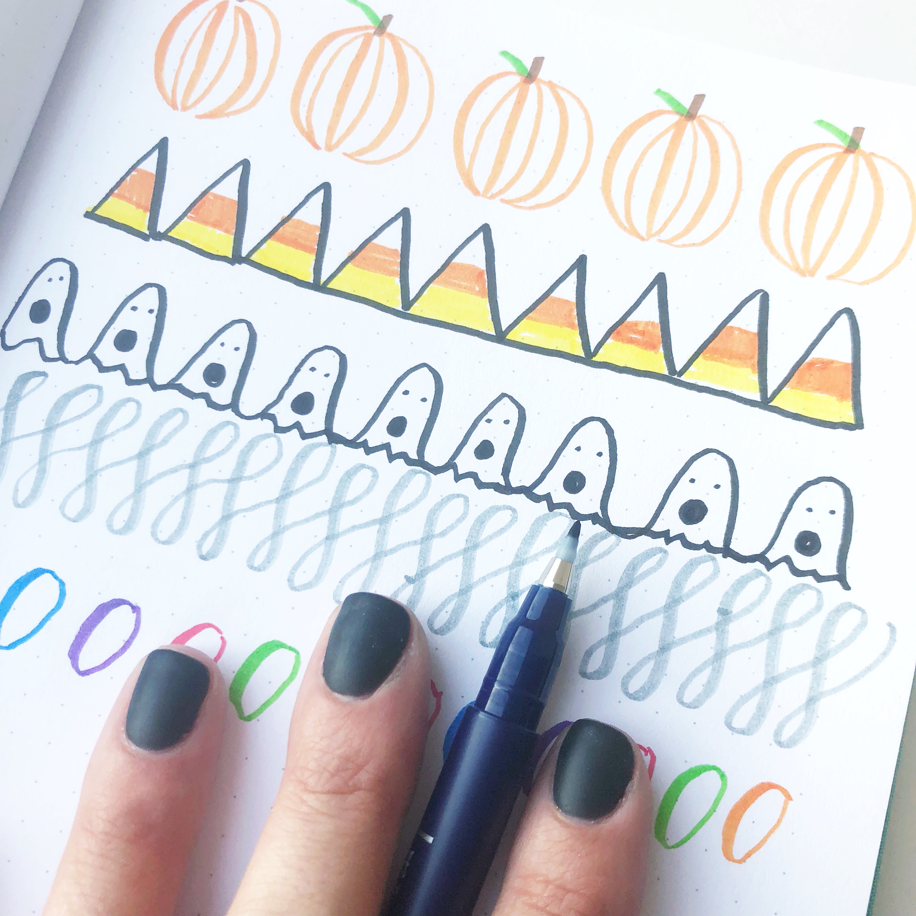 Lauren Fitzmaurice of Renmade Calligraphy walks you step by step through how to create super cute halloween doodles while practicing basic brush strokes with the new Tombow Fudenosuke Color Brush Pens.