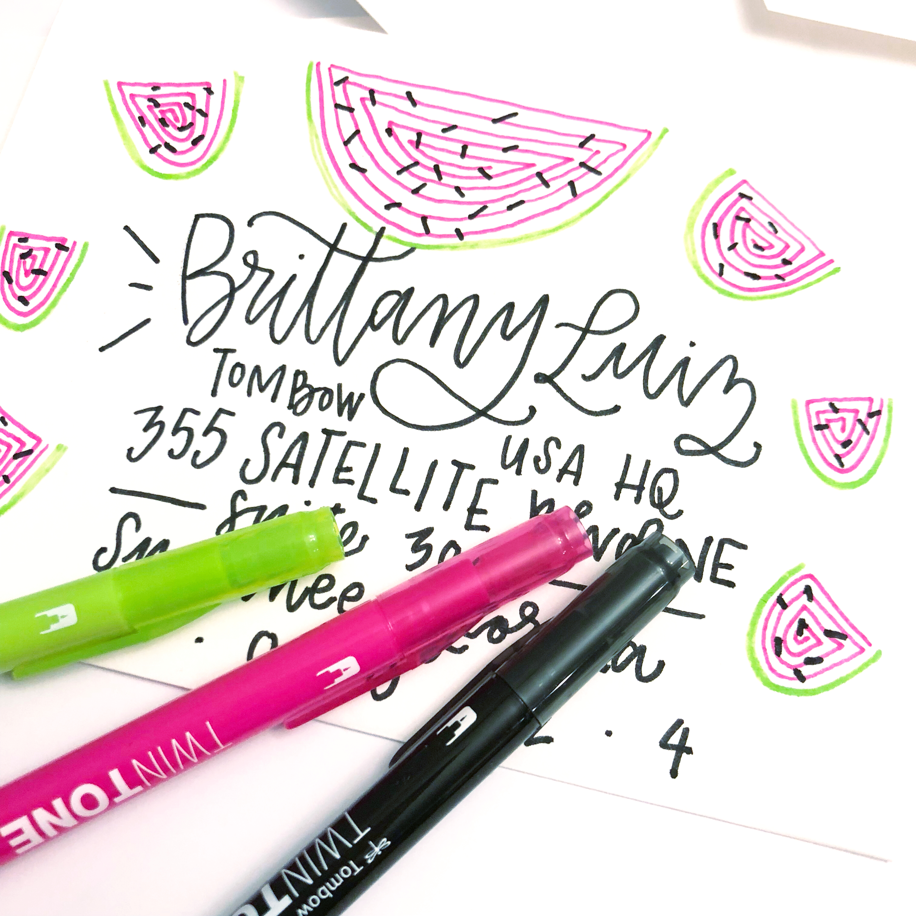 Lauren Fitzmaurice of Renmade Calligraphy (renmadecalligraphy.com) shows you how to create bright happy mail with fun line doodles using Tombow Twintones.