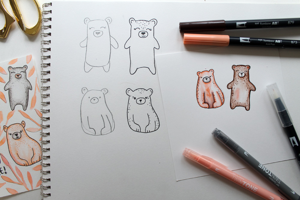 Learn how to draw bears in a really cute doodle style, using this tutorial by @Studio.katie on the @Tombowusa blog