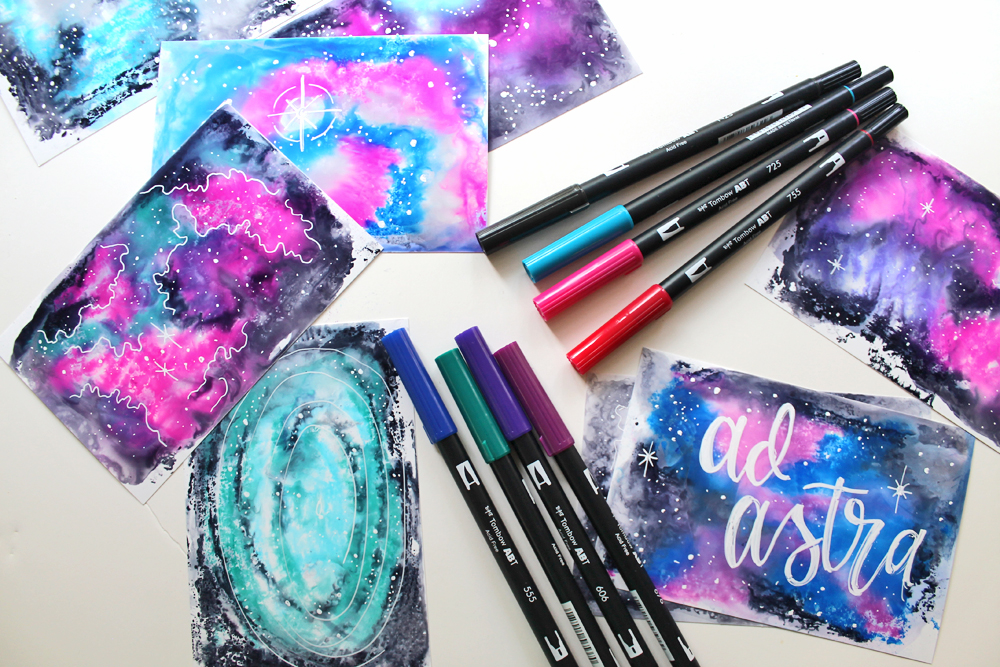 10 Galaxy color combinations you can create with @tombowusa Dual Brush Pens! by @punkprojects #tombow #tombowusa #galaxy