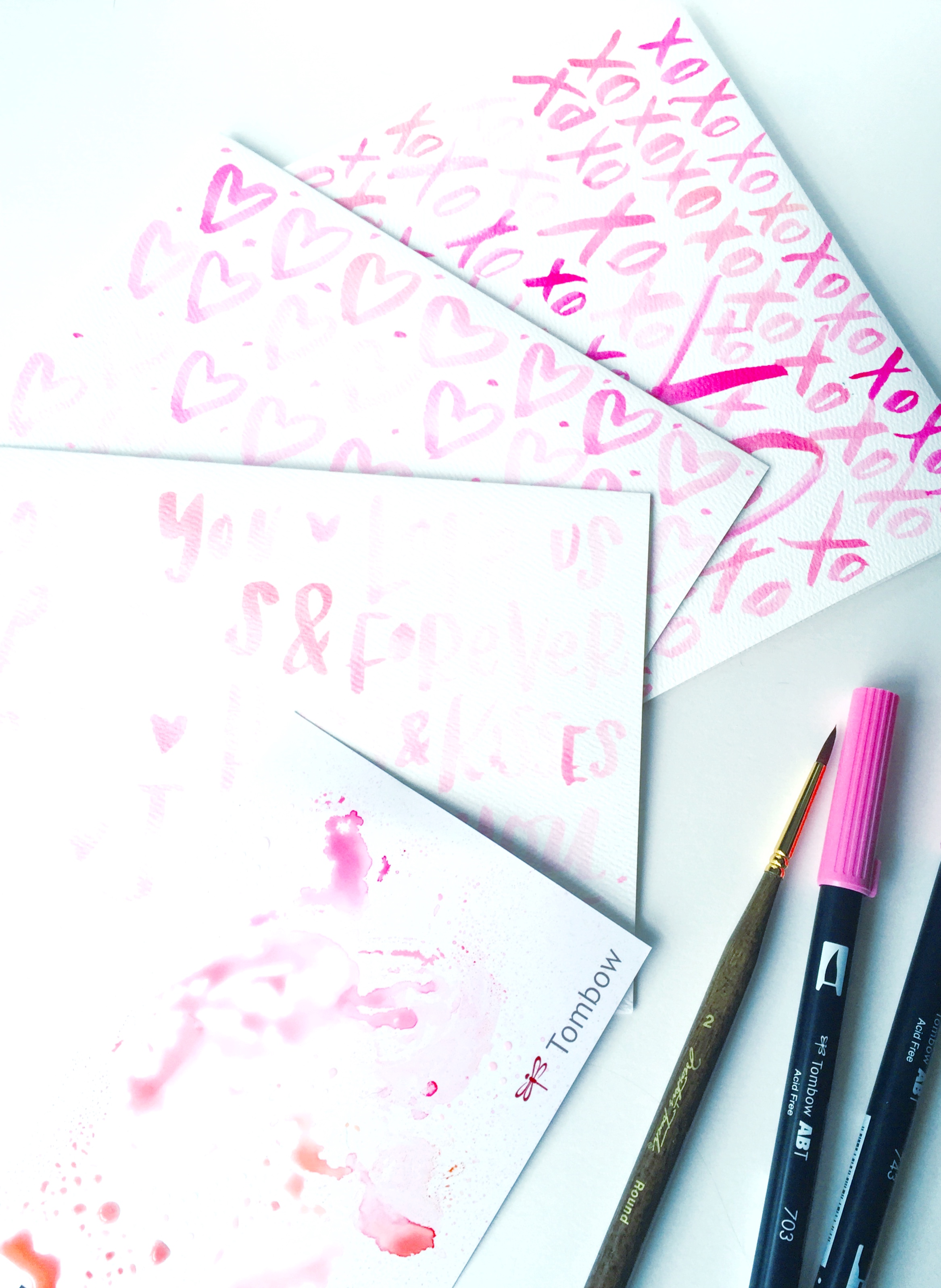 Learn how to use Tombow USA dual brush pens to create simple watercolor valentines with @renmadecalligraphy. 