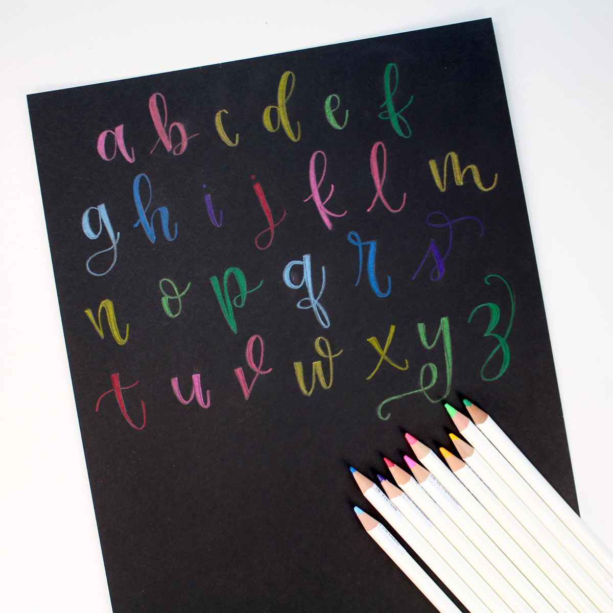 Fill in the draw letters with colored pencils