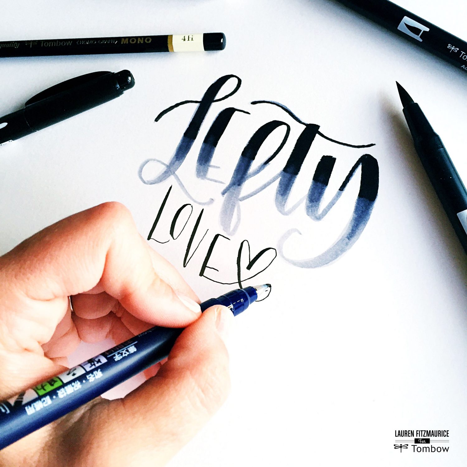 Left handed calligraphy