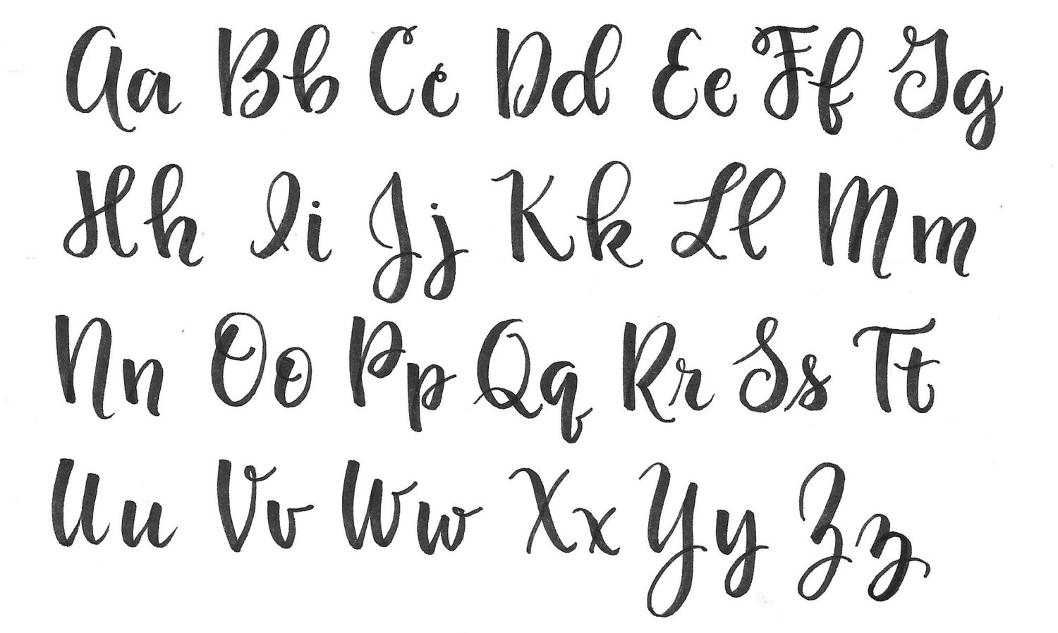 @mariebcreates #brushlettering Brush lettering alphabet with fudenosuke