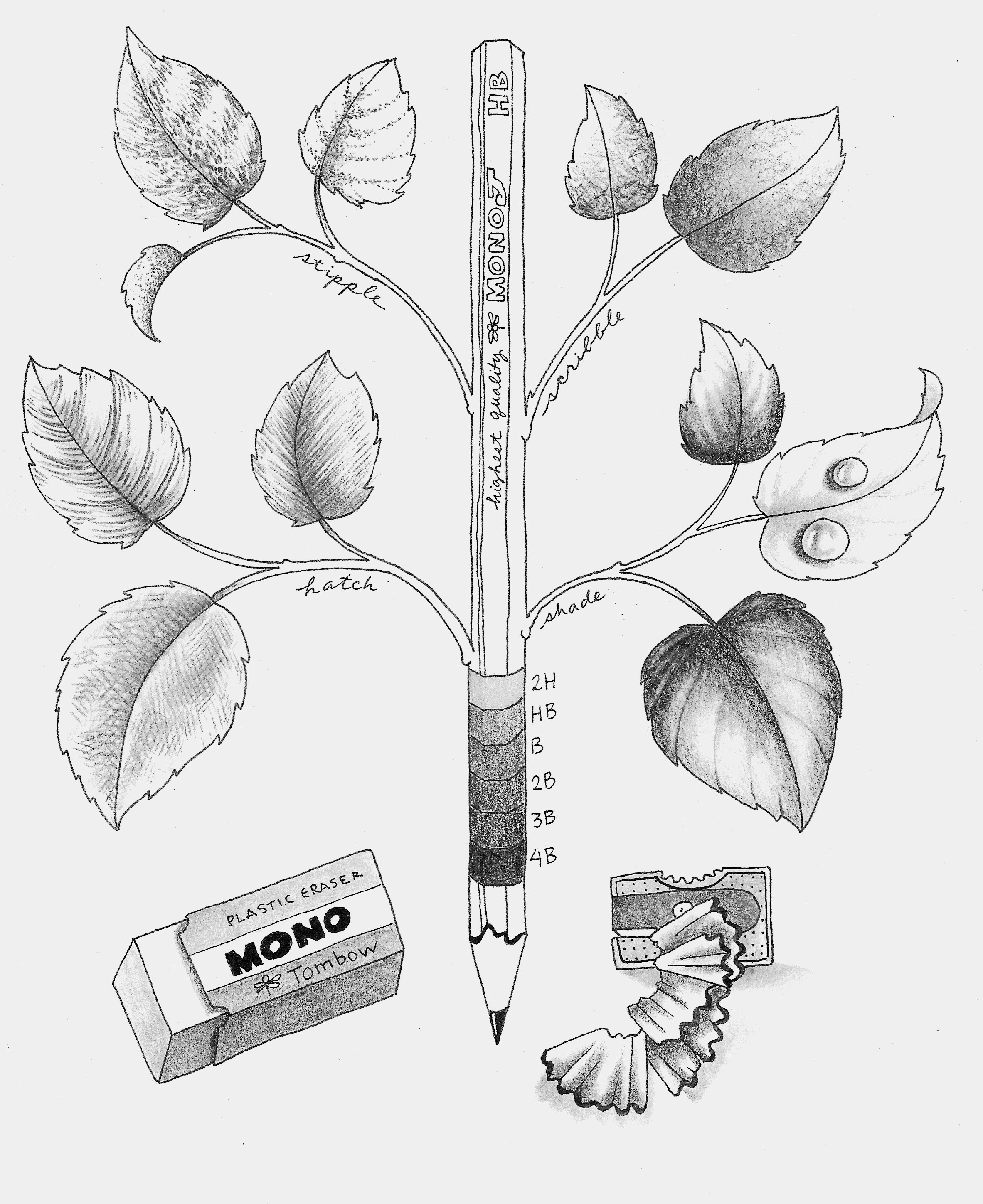 MONO J Pencil techniques @mariebrowning