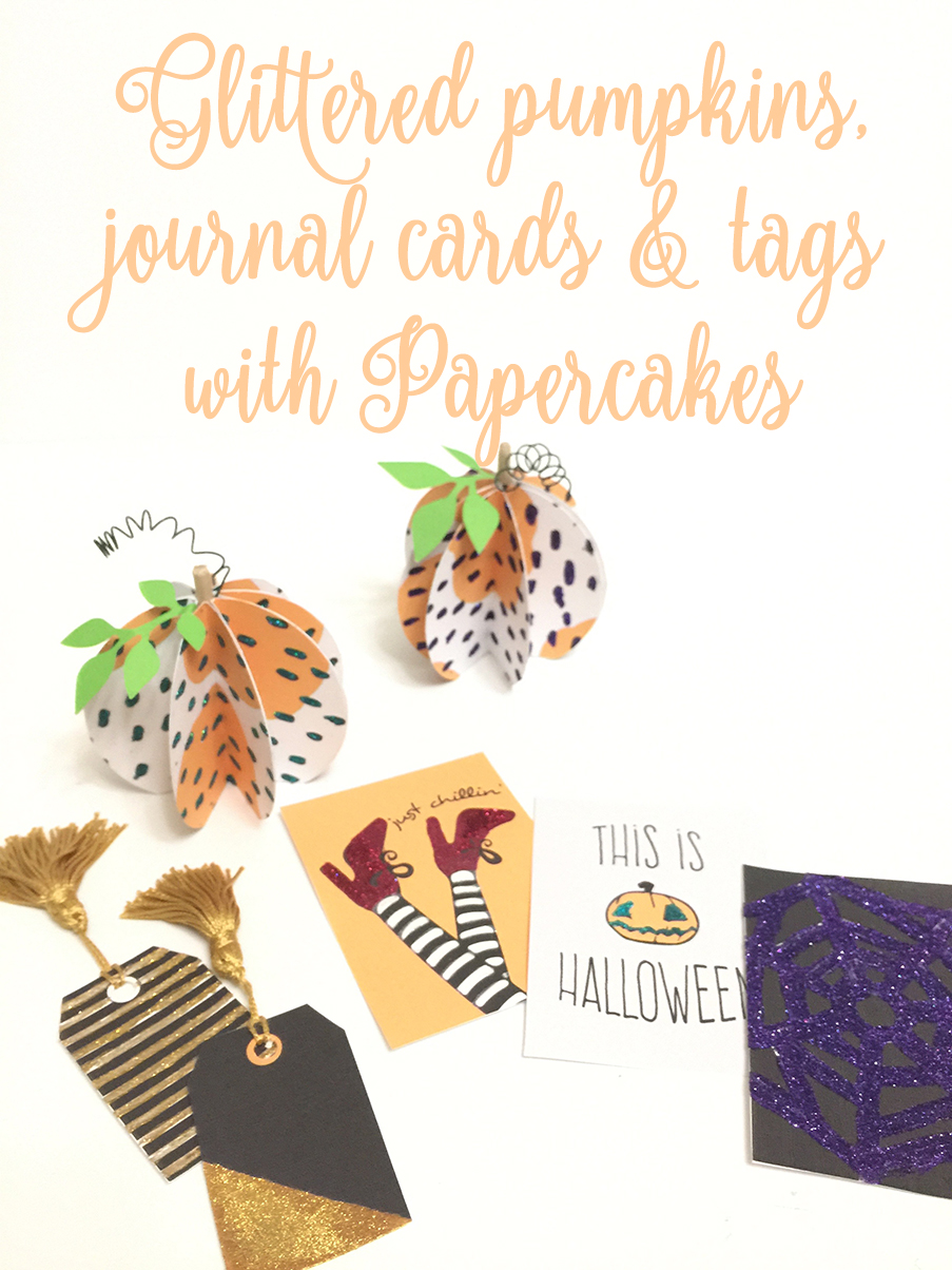 Glittered Pumpkins, Journal Cards, Tags