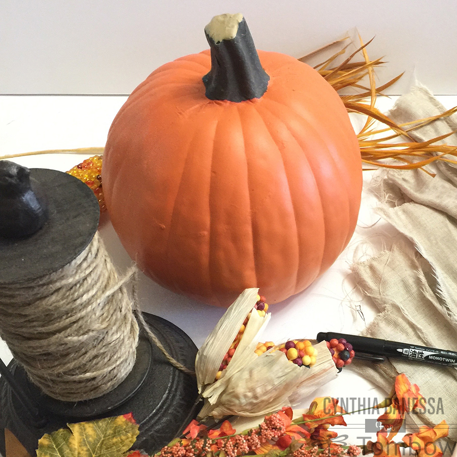 Fabric Covered Pumpkin Centerpiece