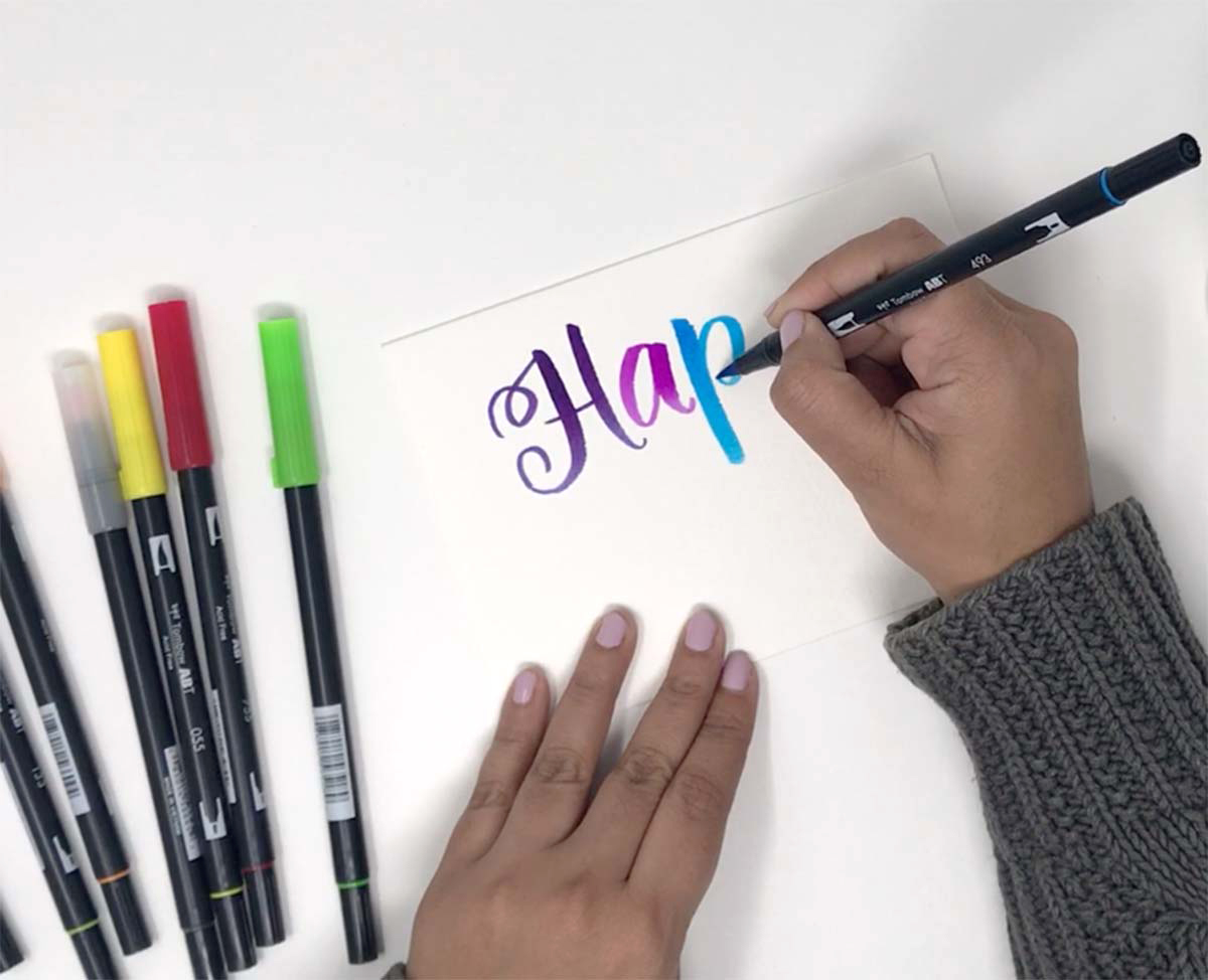 Watercolor + Hand Lettering Birthday Cards DIY with Tombow!