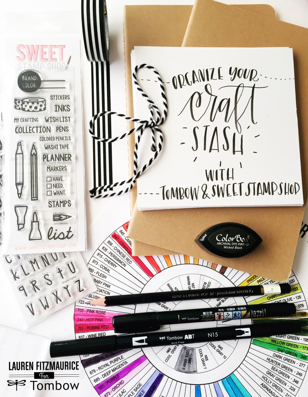 Organize your craft stash with Tombow and Sweet Stamp Shop products.