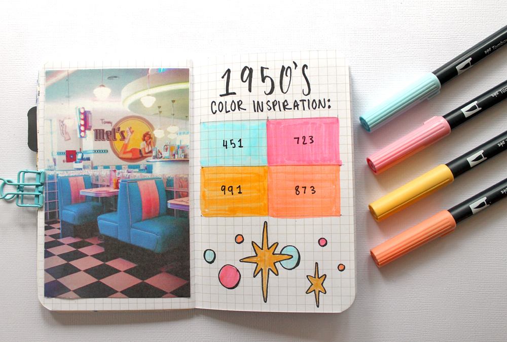 @studiokatie shares 3 different color palettes inspired by vintage decades on the @tombowusa blog!