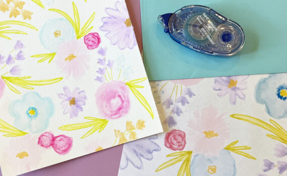 Watercolor pattern and printed copy