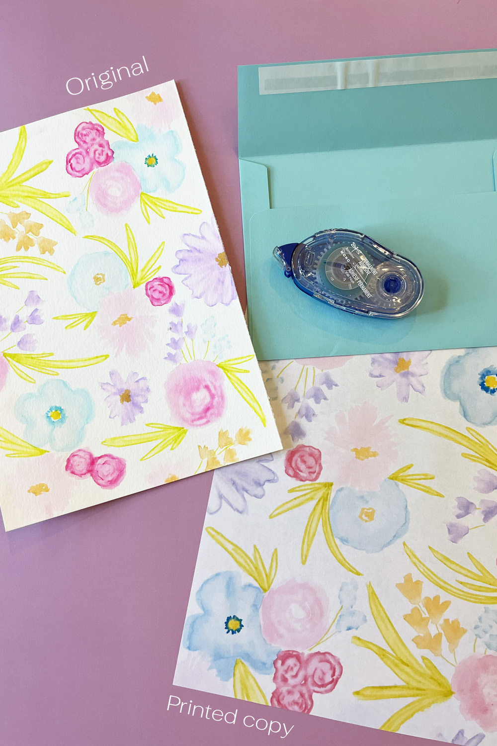 Watercolor pattern and printed copy