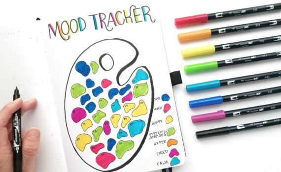 Create a Bullet Journal Mood Tracker inspired by the palette emoji with @graceannestudio and @tombowusa!