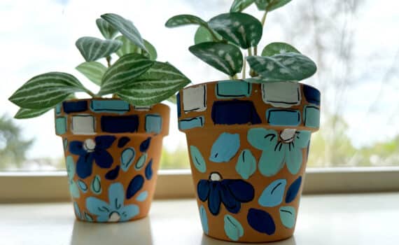DIY faux mosaic pots