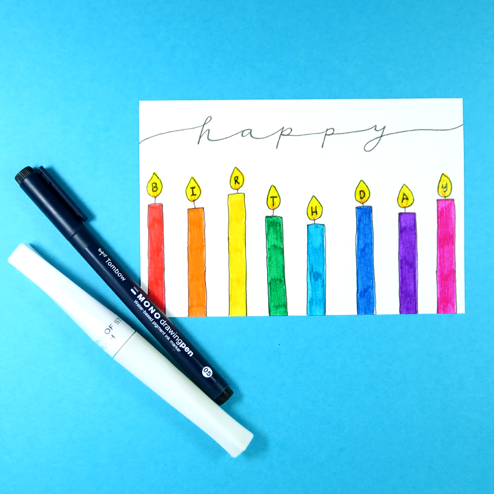 Easy Rainbow Birthday Card with Rainbow TwinTones - Tombow USA Blog
