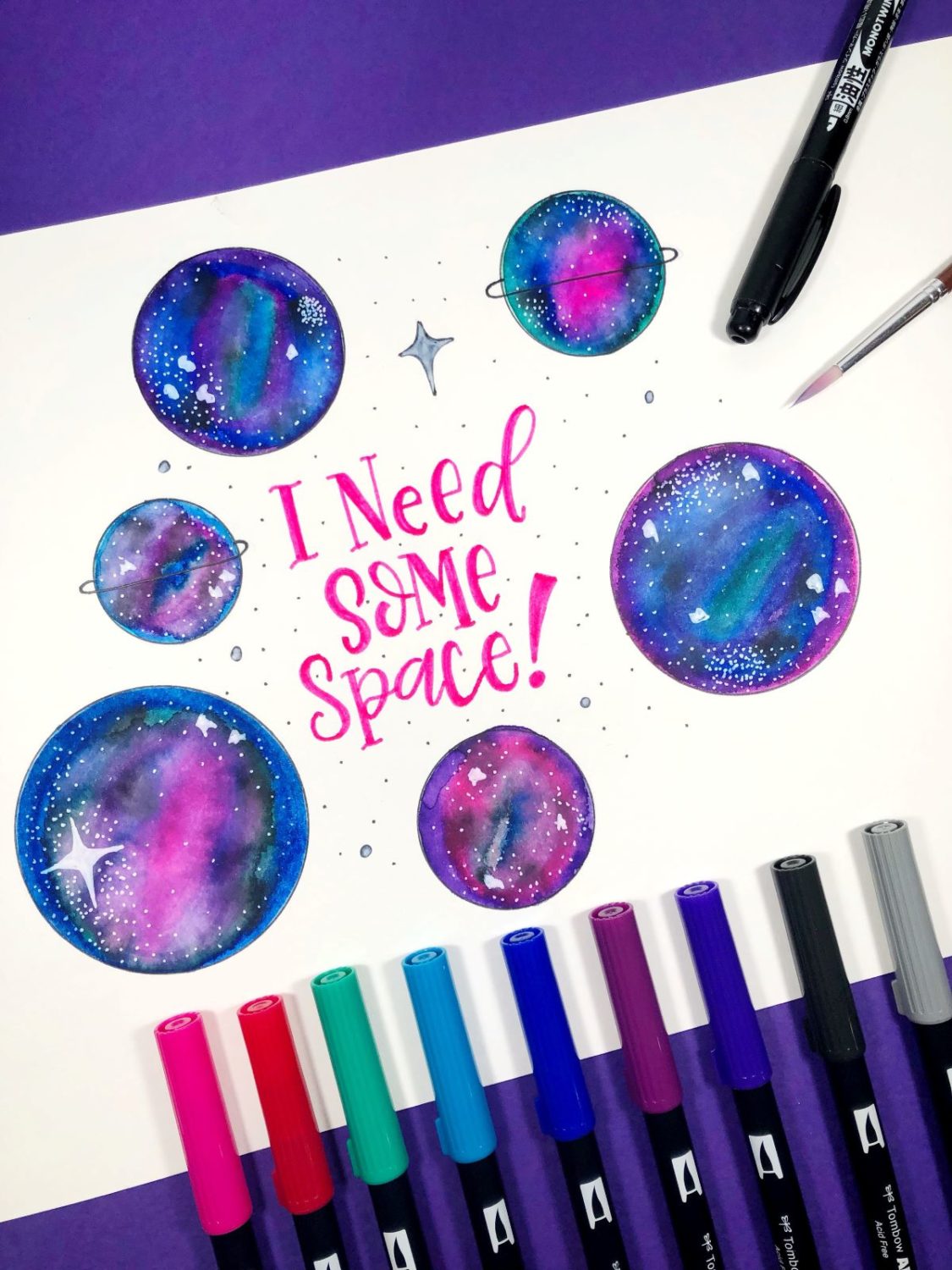Watercolor a Funny Space Art Print - Tombow USA Blog