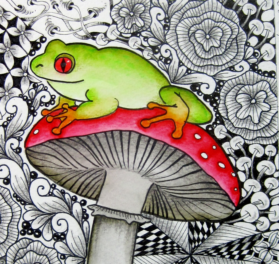Frog and Mushroom ZIA by Marie Browning - Tombow USA Blog