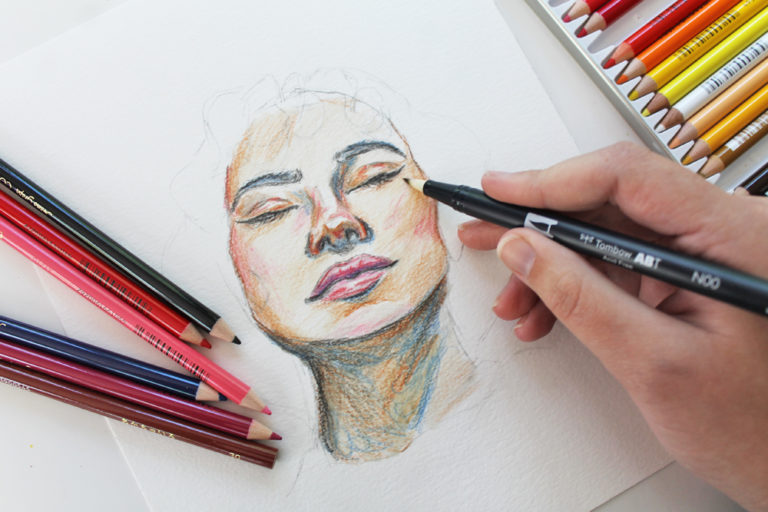 Mixed Media Sketching Using Colored Pencils - Tombow USA Blog