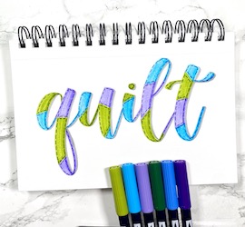How to create sewing inspired stitched lettering with @tombowusa Dual Brush Pens. Learn how in this step by step tutorial from @lovableletters. #tombow #letteringtutorial #lettering